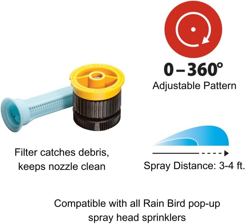Rainbird 4AP Adjustable Pattern Spray Nozzle, Adjustable 0° - 360° Pattern, 3' - 4' Spray Distance - Image 2